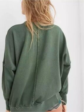 Aerie ‘The Happiest’ green oversized crew neck sweater small